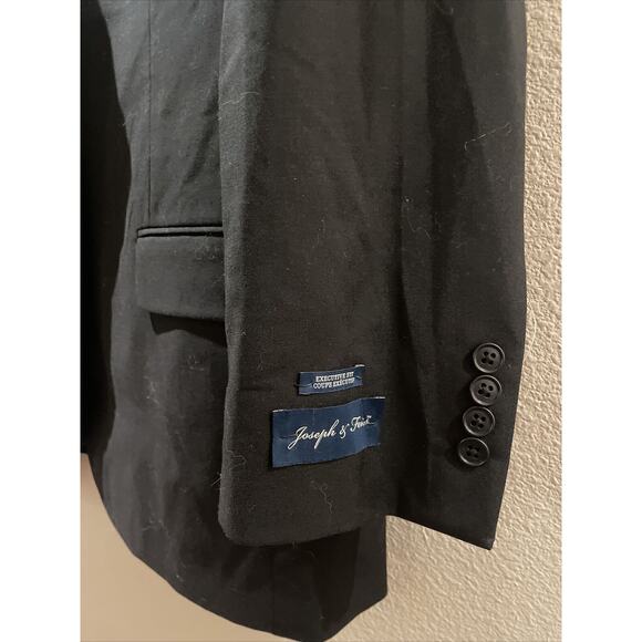 Joseph & Feiss Mens Solid Black Blazer Executive Fit Wool Size 44R - Picture 2 of 5